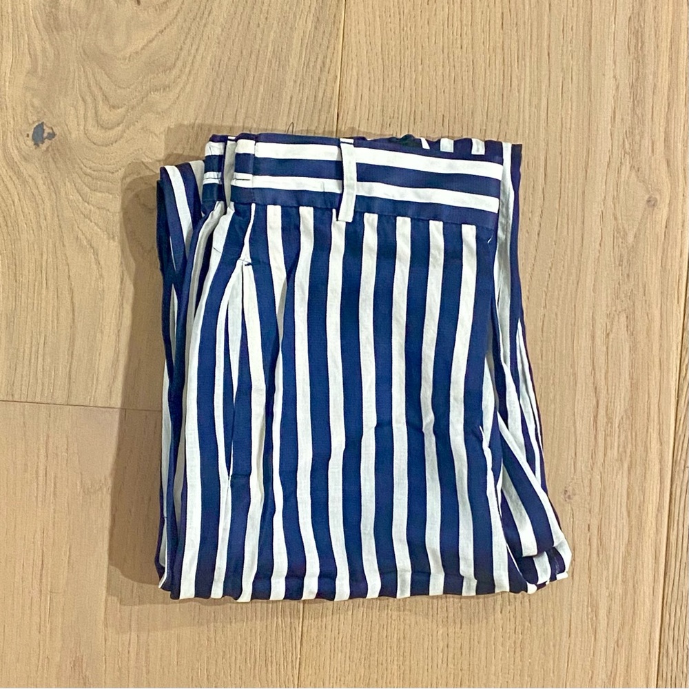 Zara Women’s Navy & White Wide Leg High Waisted Striped Pants - XS